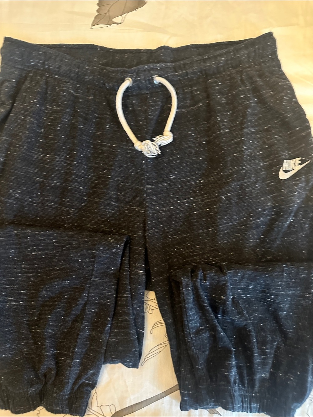 Nike Black Speckled Jogger Pants with White Drawstring